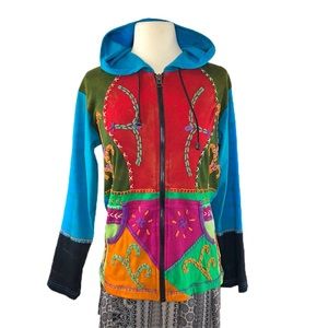 Bright Boho Hippie Festival Zip Up Hoodie